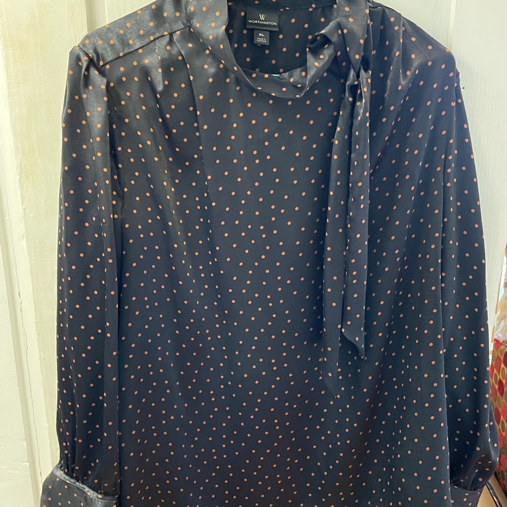 Women’s Navy Tie Blouse